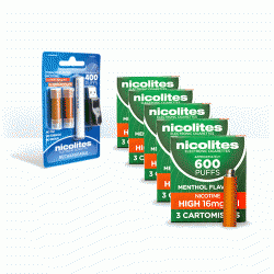 Nicolites Rechargeable Electronic Cigarette Starter Kit and Nicolites Refill Cartridges High Strength Menthol Cartomisers Saver Pack